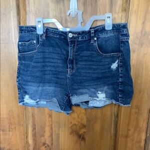No Boundaries Blue Jean Shorts Distressed Cut-Off Style